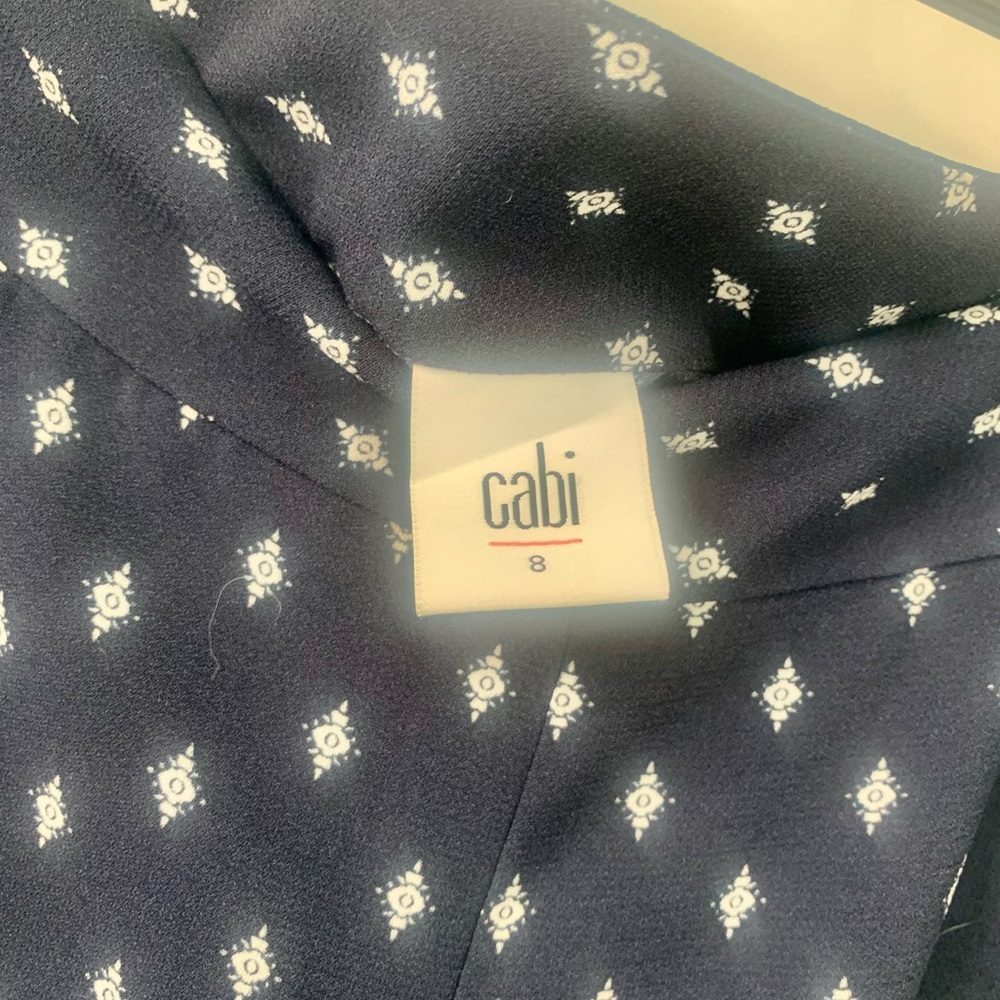 CAbi Navy Blue Patterned Wide-Leg Track Pants Sz 8 - Picture 7 of 10